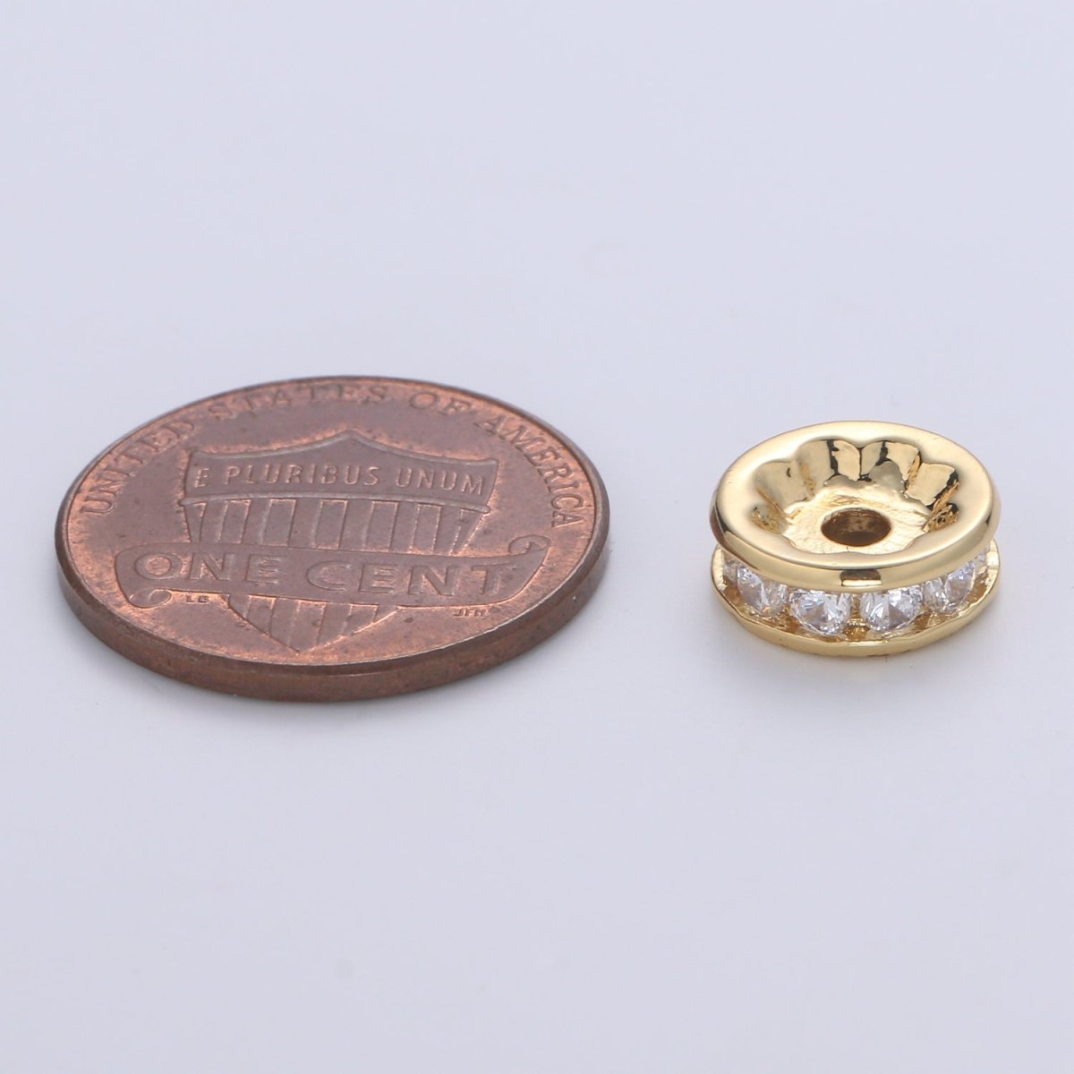 Gold CZ Micro Pave Spacer Beads, for DIY Beaded Bracelet Jewelry Charms Rondell Bead Spacer Bead Size 10mm Bead B-507