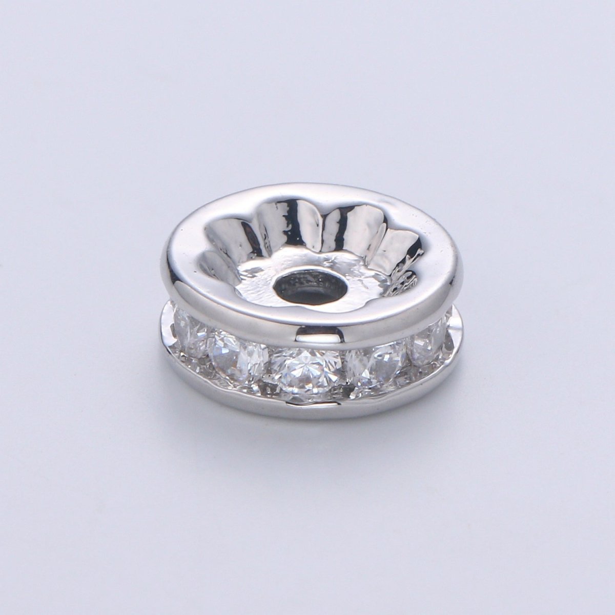 Gold CZ Micro Pave Spacer Beads, for DIY Beaded Bracelet Jewelry Charms Rondell Bead Spacer Bead Size 10mm Bead B-507