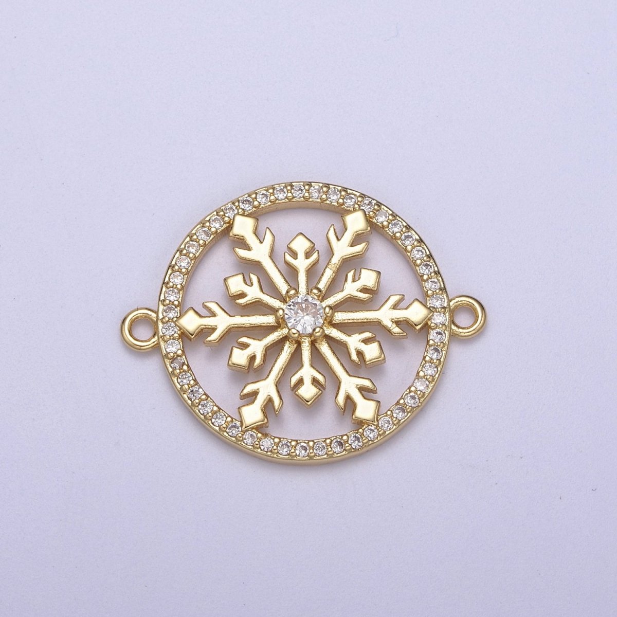 Gold CZ Pave Snowflake Charm Cubic Zirconia Snow flake Link Connector for Bracelet DIY Jewelry Finding Supplies F-146 - DLUXCA