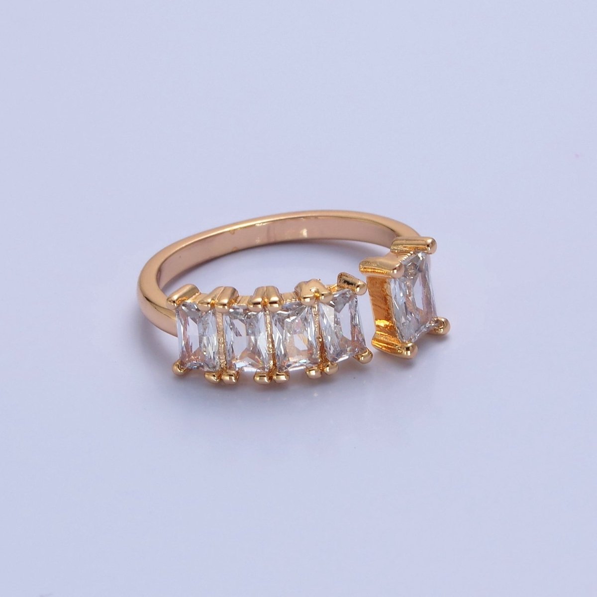 Gold CZ Pave Square Signet Midi Ring Diamond Clear Green Rainbow CZ Open Adjustable O-2248 O-2249 O-2250