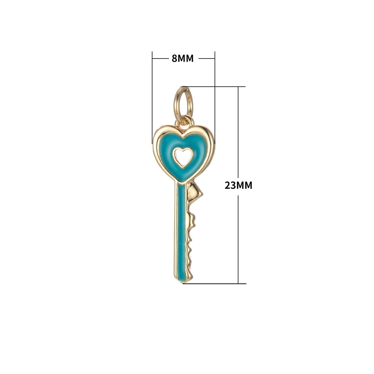Gold Dainty Heart Key Charm Colorful Enamel Lock Pendant E-823-E-832