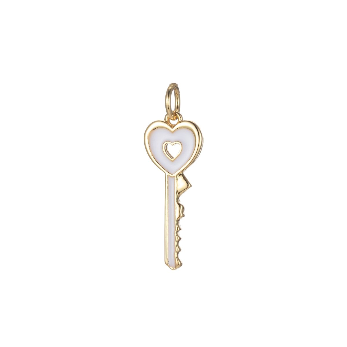 Gold Dainty Heart Key Charm Colorful Enamel Lock Pendant E-823-E-832