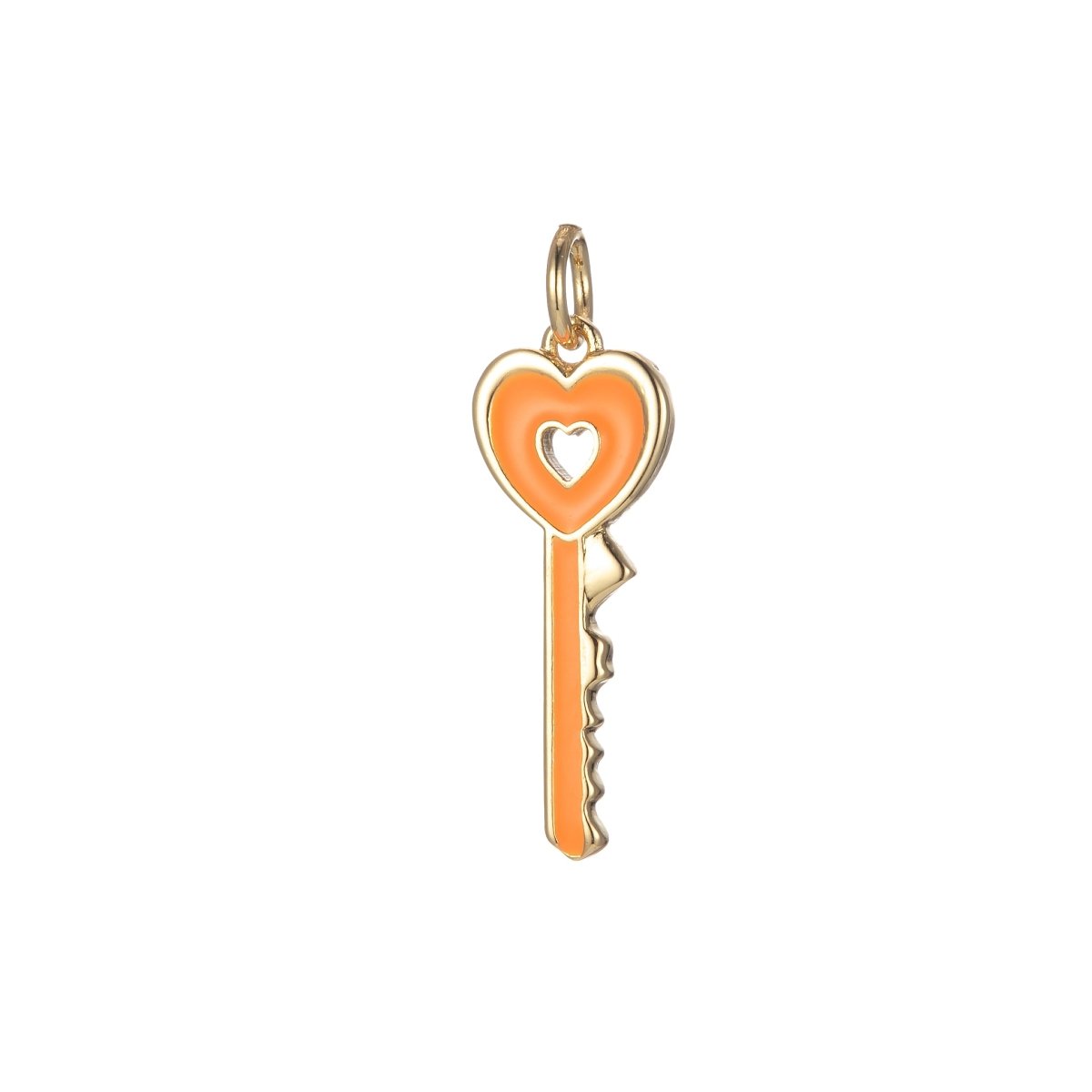 Gold Dainty Heart Key Charm Colorful Enamel Lock Pendant E-823-E-832