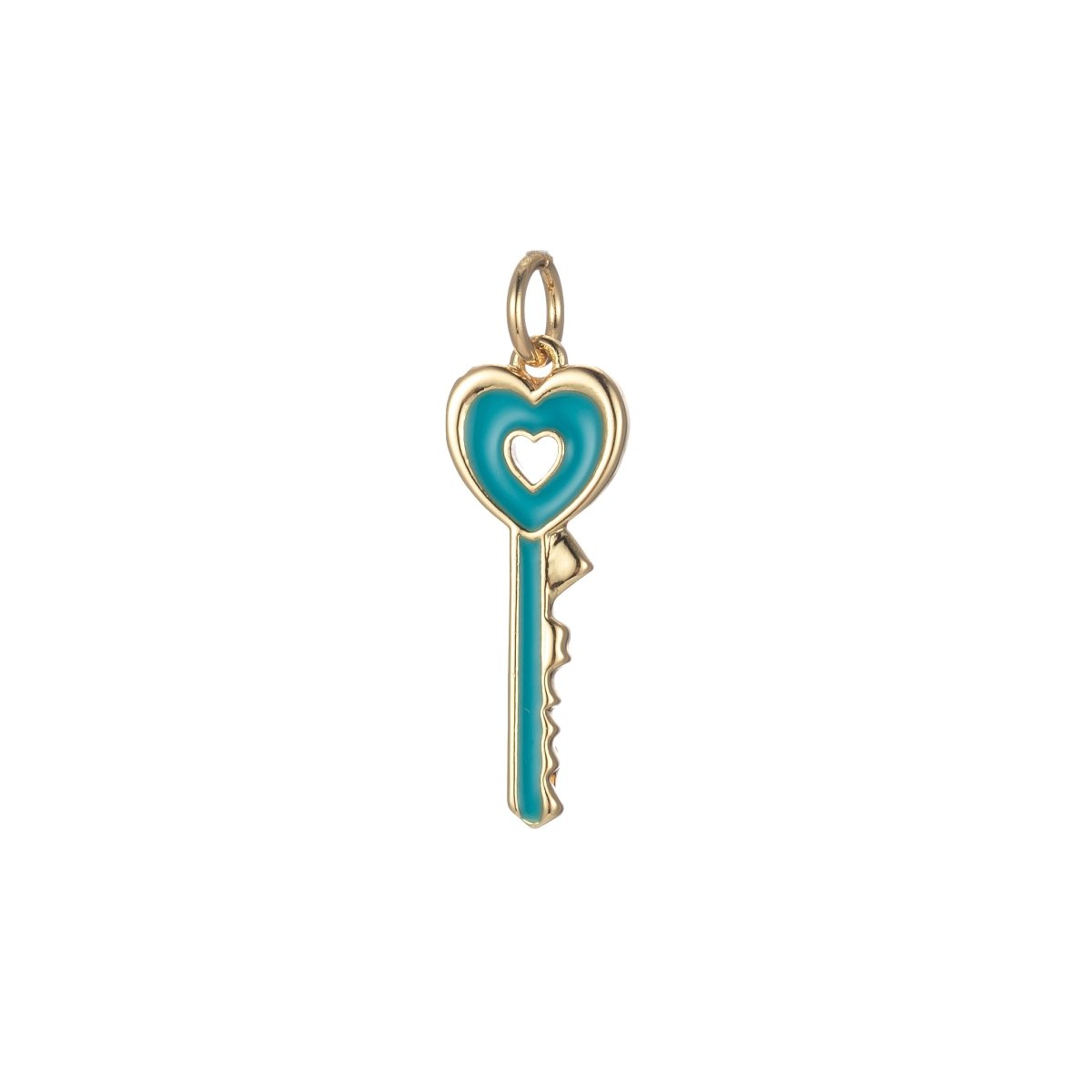 Gold Dainty Heart Key Charm Colorful Enamel Lock Pendant E-823-E-832