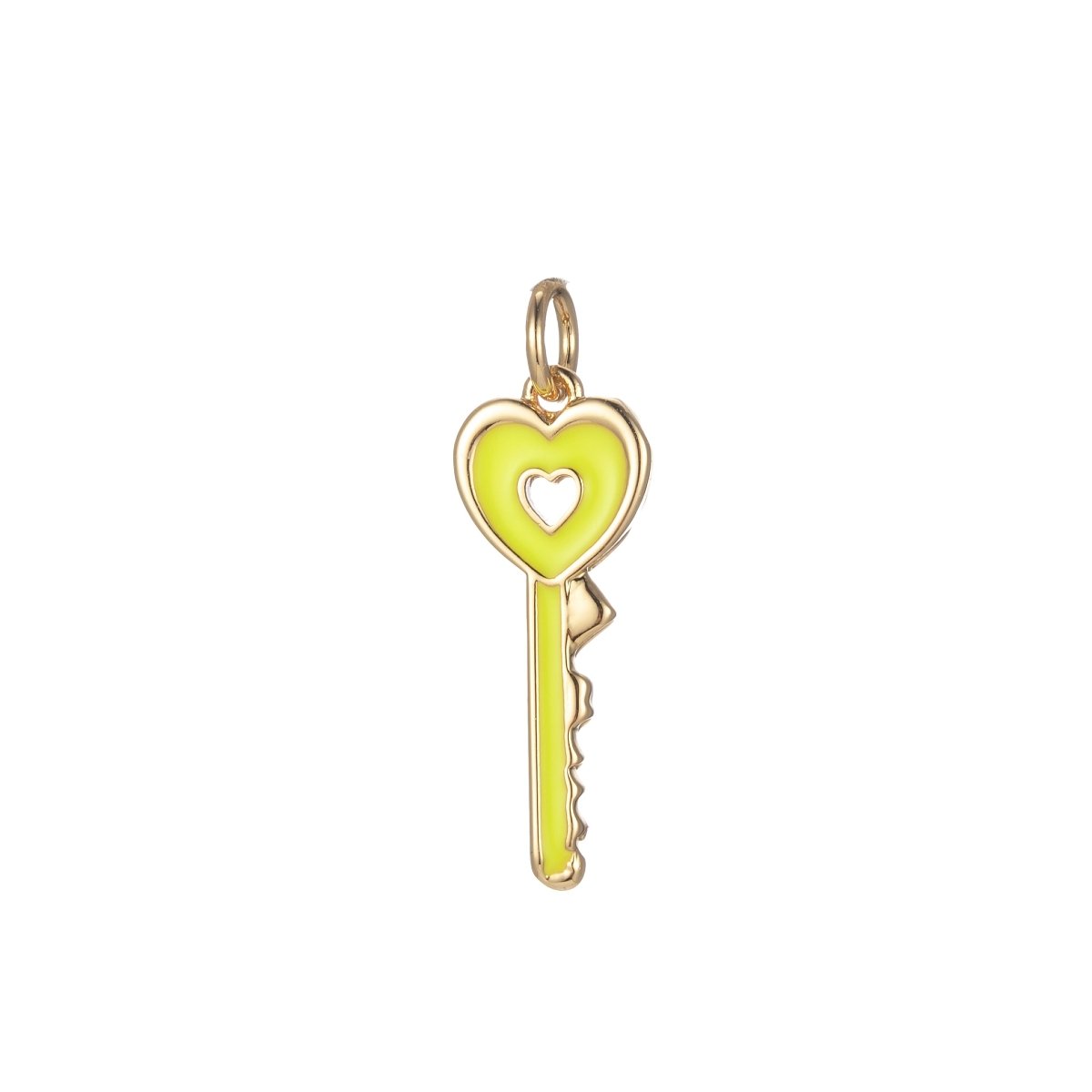 Gold Dainty Heart Key Charm Colorful Enamel Lock Pendant E-823-E-832