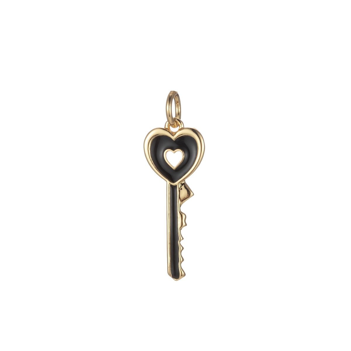 Gold Dainty Heart Key Charm Colorful Enamel Lock Pendant E-823-E-832