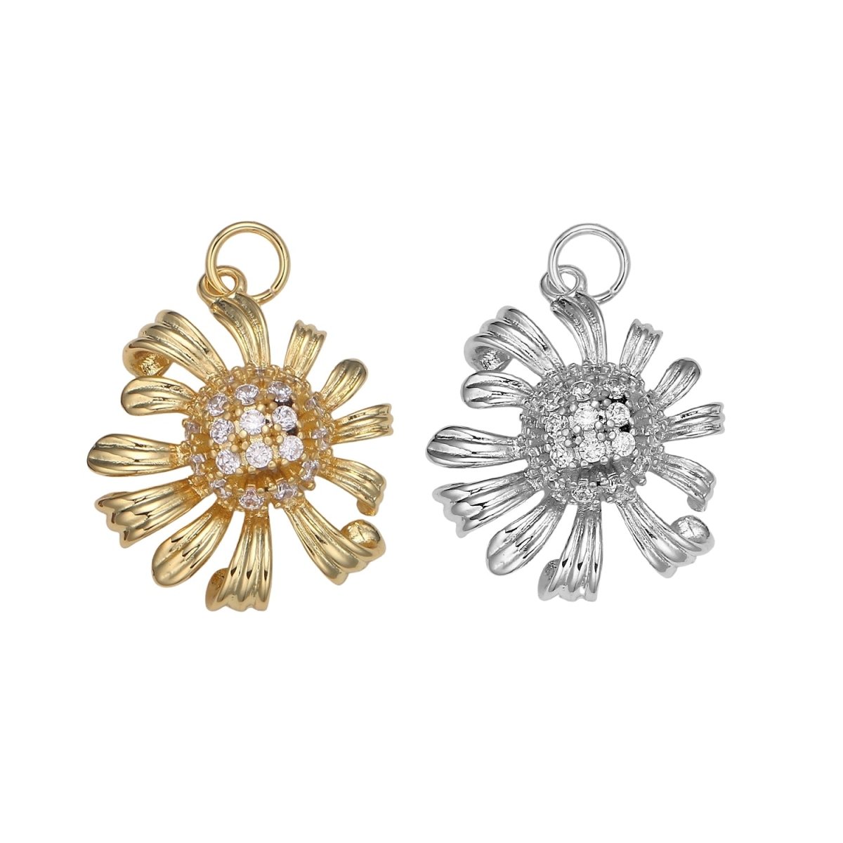 Gold Daisy Jasmine Charm 25.5x18mm - Mini Flower Charm Dainty Sun Flower Charm Floral for bracelet earring necklace supply E-196 E-787