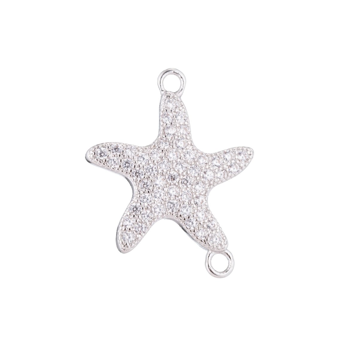 Gold Dancing Star Fish, Celestial, Starry Night Sky, Cubic Zirconia Bracelet Charm, Necklace Pendant, Findings for Jewelry Making, F-138