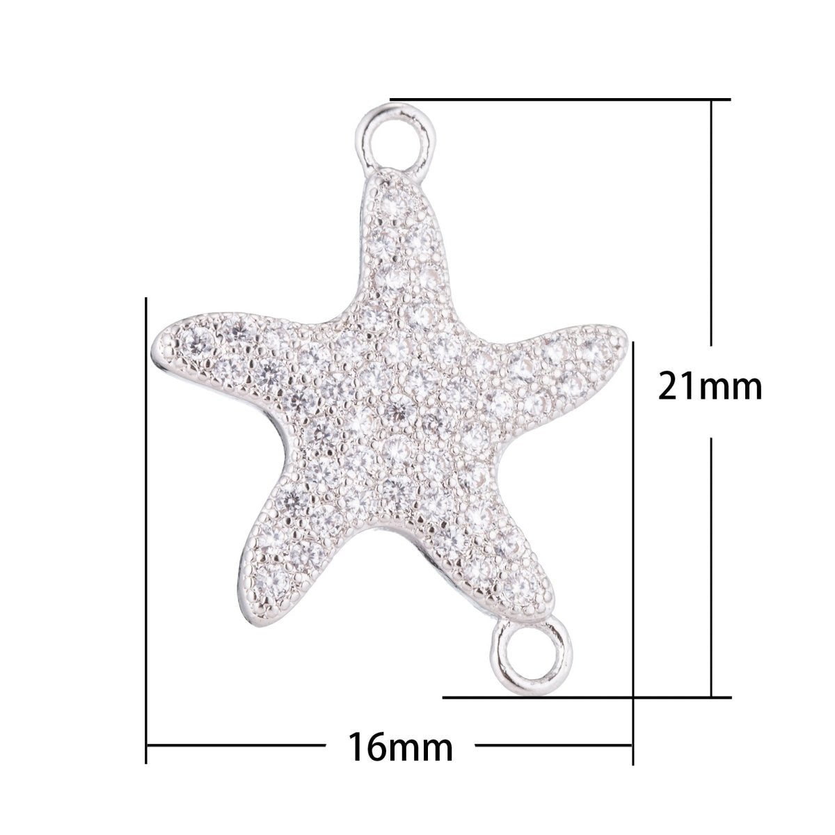 Gold Dancing Star Fish, Celestial, Starry Night Sky, Cubic Zirconia Bracelet Charm, Necklace Pendant, Findings for Jewelry Making, F-138