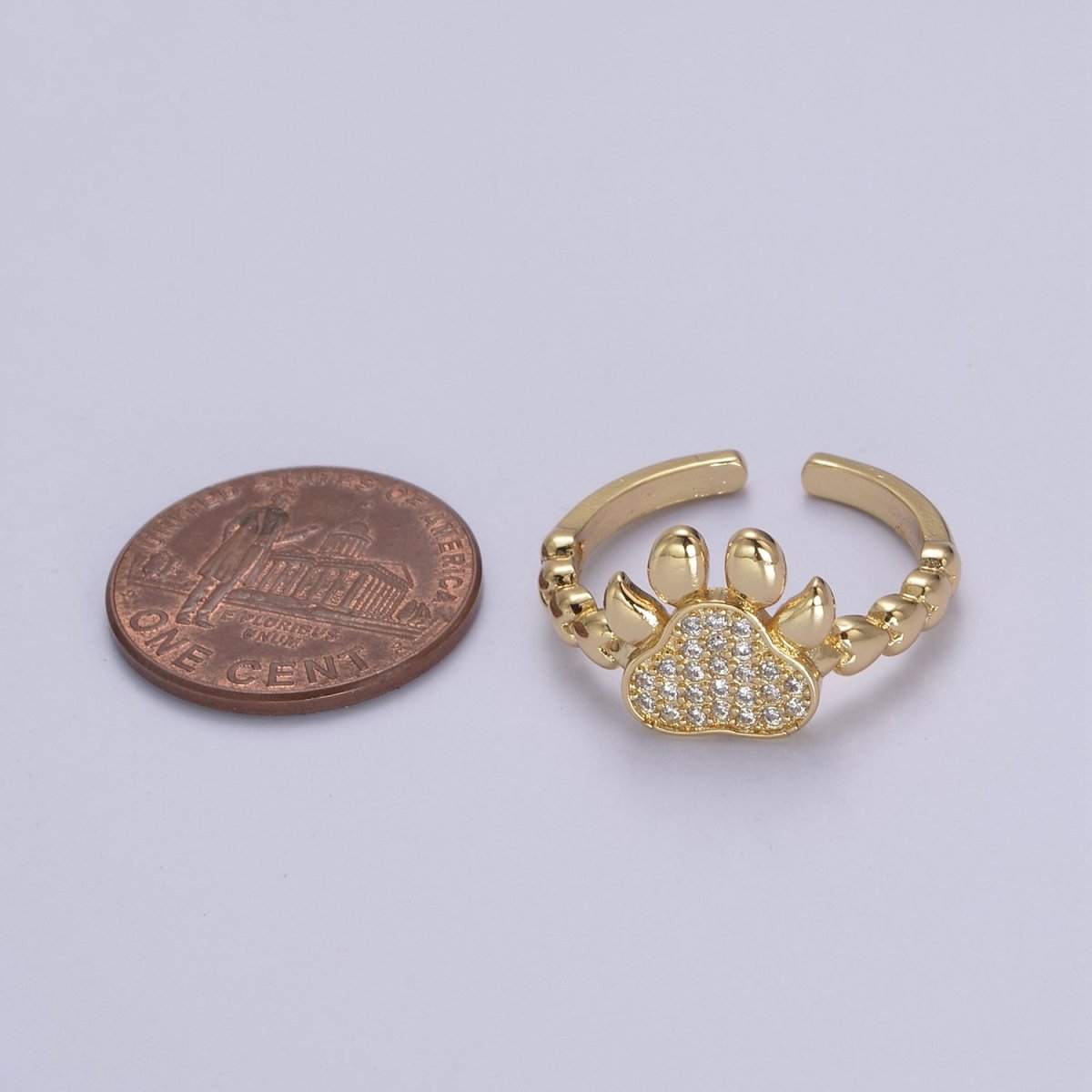 Gold Dog Cat Paw Ring, Designer Dog Cat Paw Ring, Unique Dog Cat Paw Ring, Dainty Band Ring, Sisters Gift,Best Friend Gift U-502 - DLUXCA