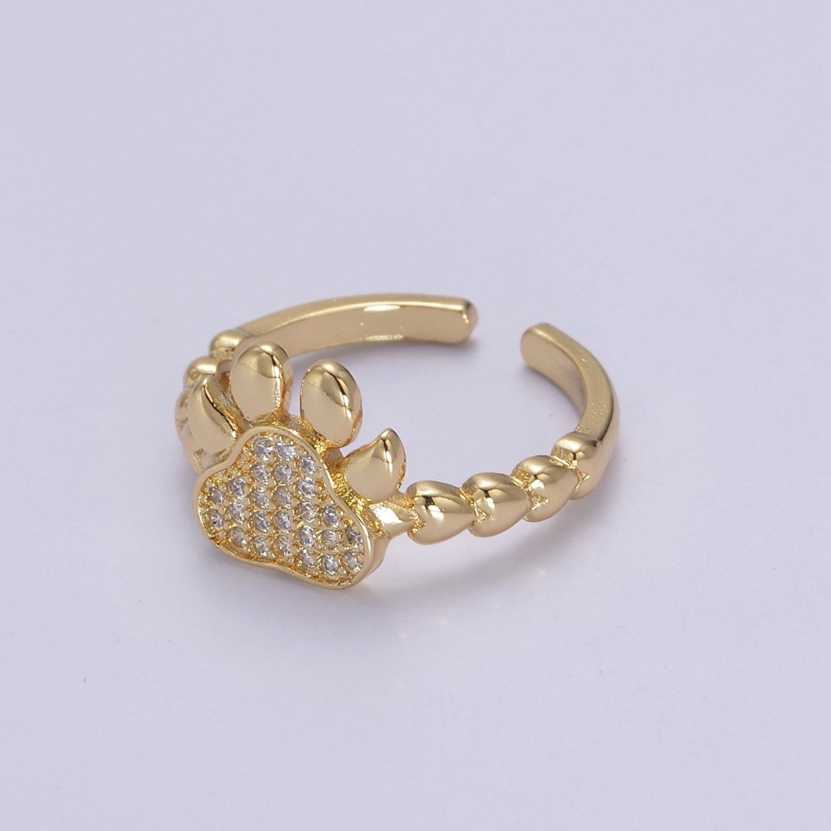 Gold Dog Cat Paw Ring, Designer Dog Cat Paw Ring, Unique Dog Cat Paw Ring, Dainty Band Ring, Sisters Gift,Best Friend Gift U-502 - DLUXCA
