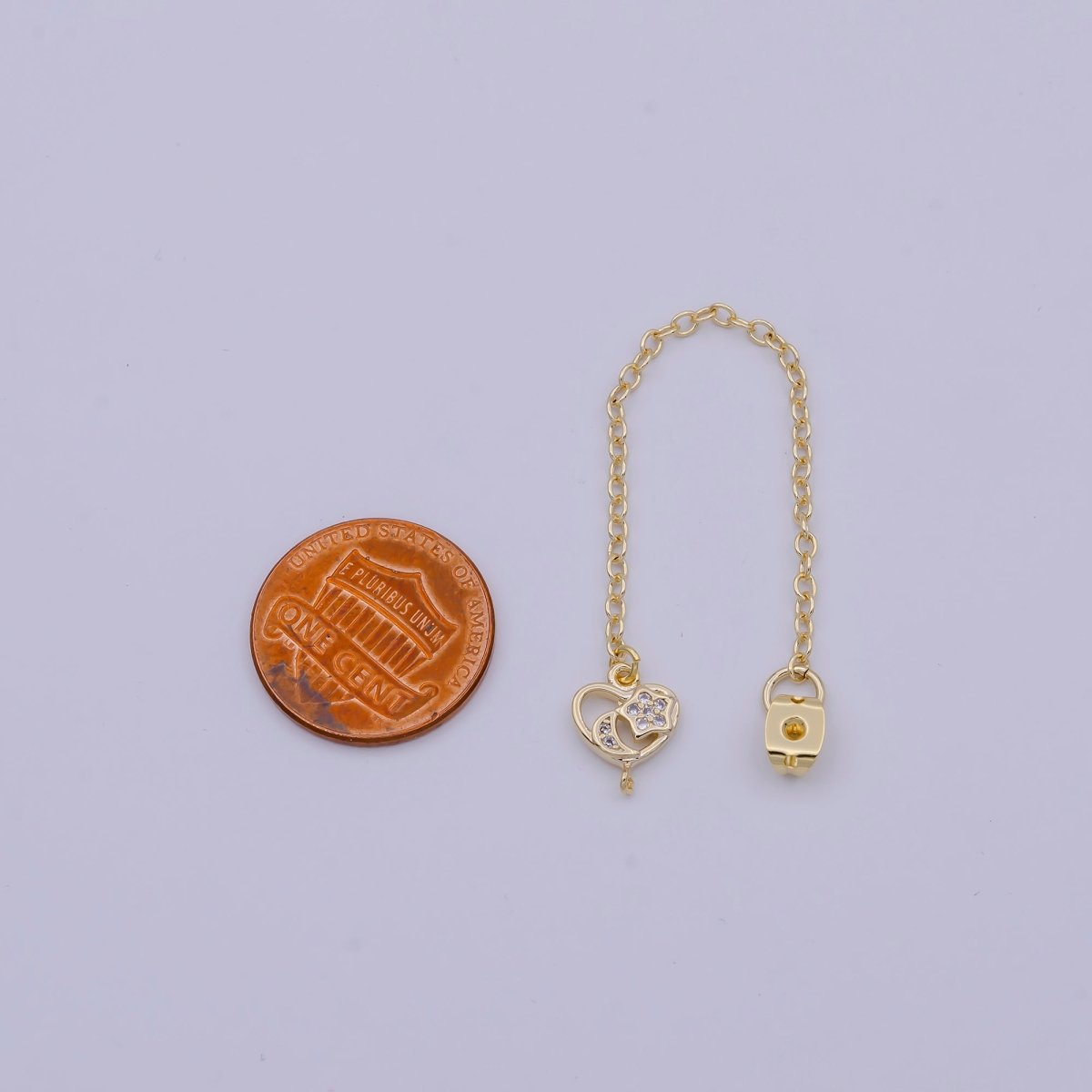 Gold Ear Back Stoppers, Earring Nuts with Long Tassel Chain CZ Heart Earring Component Finding K-145 - DLUXCA