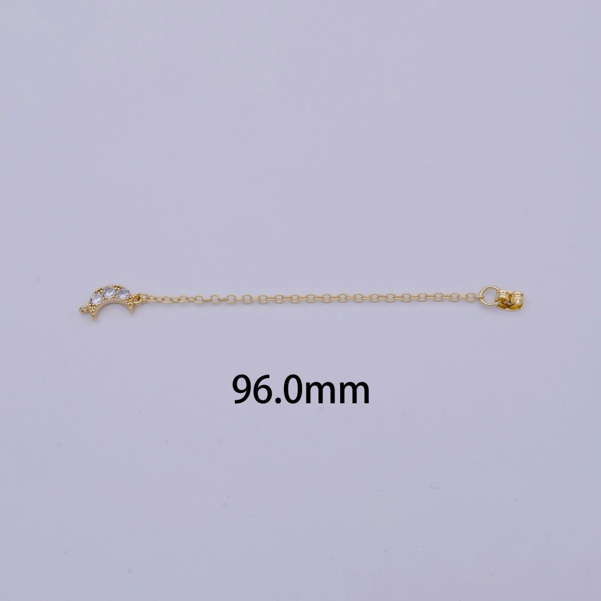 Gold Ear Back Stoppers, Earring Nuts with Long Tassel Chain CZ Moon Earring Component Finding K-136 - DLUXCA