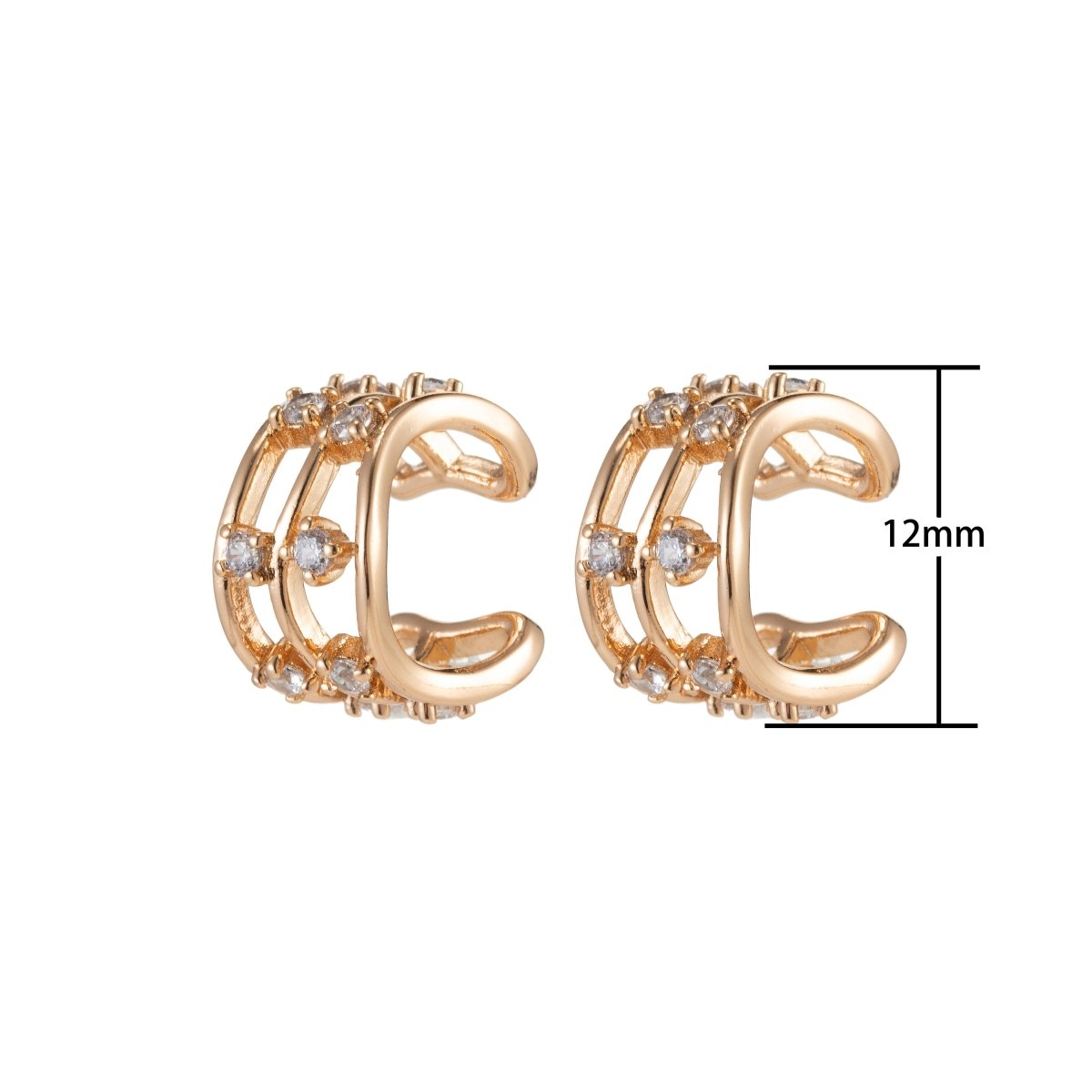 Gold Ear Cuff, Micro Pave Cubic zirconia, dainty minimal gold cuff, cz diamonds, no piercing cartilage earrings AI-036