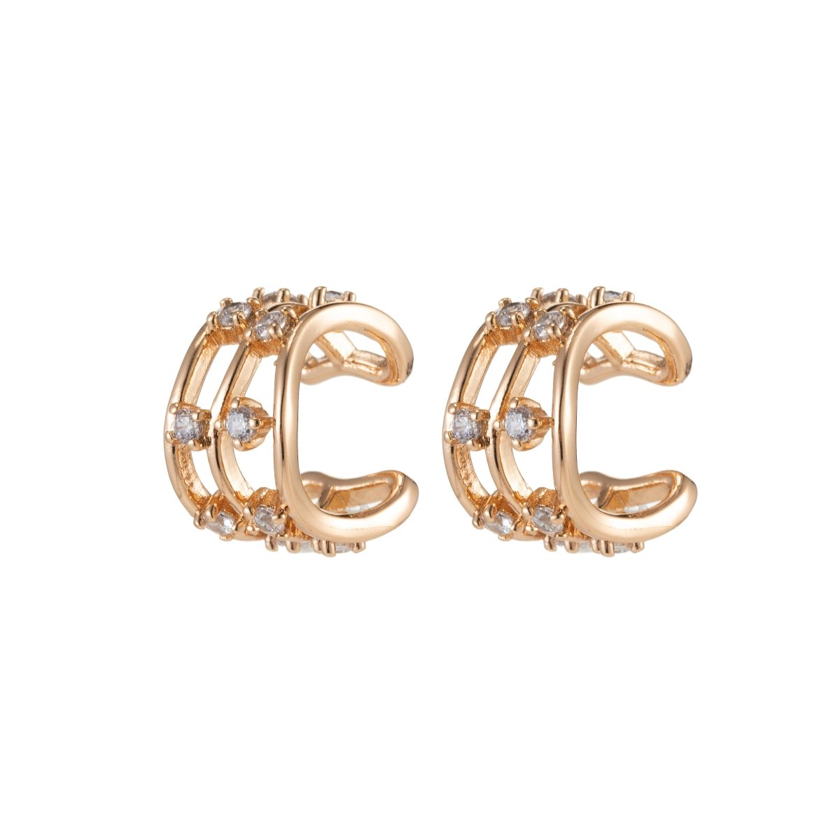 Gold Ear Cuff, Micro Pave Cubic zirconia, dainty minimal gold cuff, cz diamonds, no piercing cartilage earrings AI-036