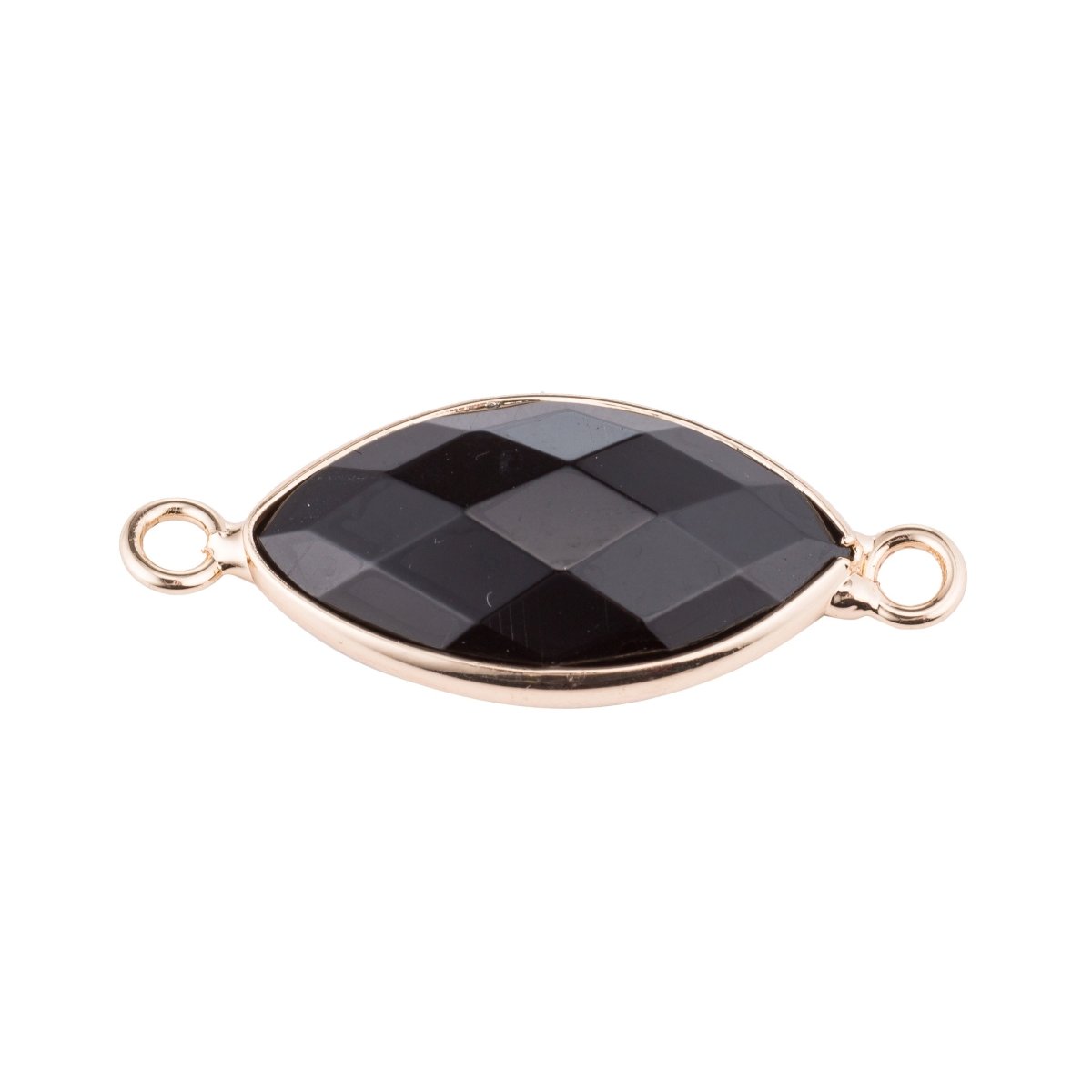 Gold Edge Jet Black Marquise Cut Shape Classic Gemstone Women DIY Craft Bracelet Charm Bead Connector Pendant Finding for Jewelry Making F-795 - DLUXCA