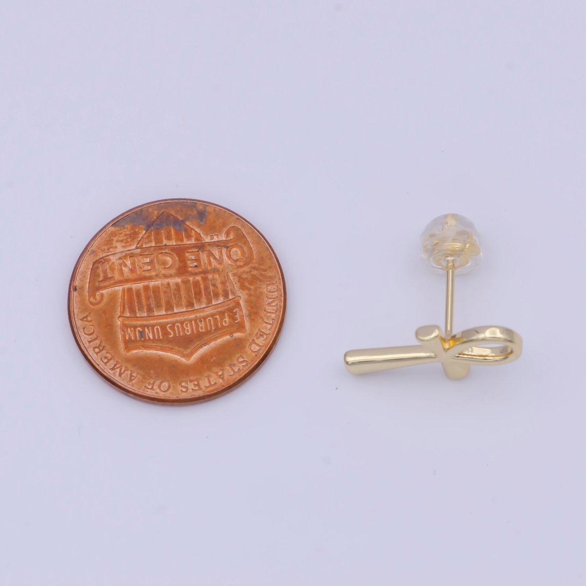 Gold Egyptian Ankh Stud Earrings, Egyptian Symbol, Life , Religious, Egyptian Jewelry, Cartilage Earring AD-582 AD-583