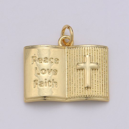 Gold encouraging word charm Peace Love Faith Charm Motivational Pendant for Religious Jewelry Necklace Charm Bible Inspired, D-748 - DLUXCA