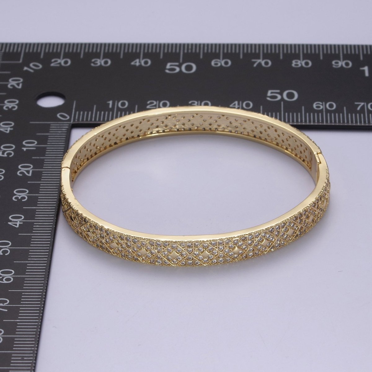 Gold Eternity Bangle-Pave CZ Eternity Stackable Bangle Bracelet Dainty Eternity CZ Bangle With Box Lock | WA-784 Clearance Pricing