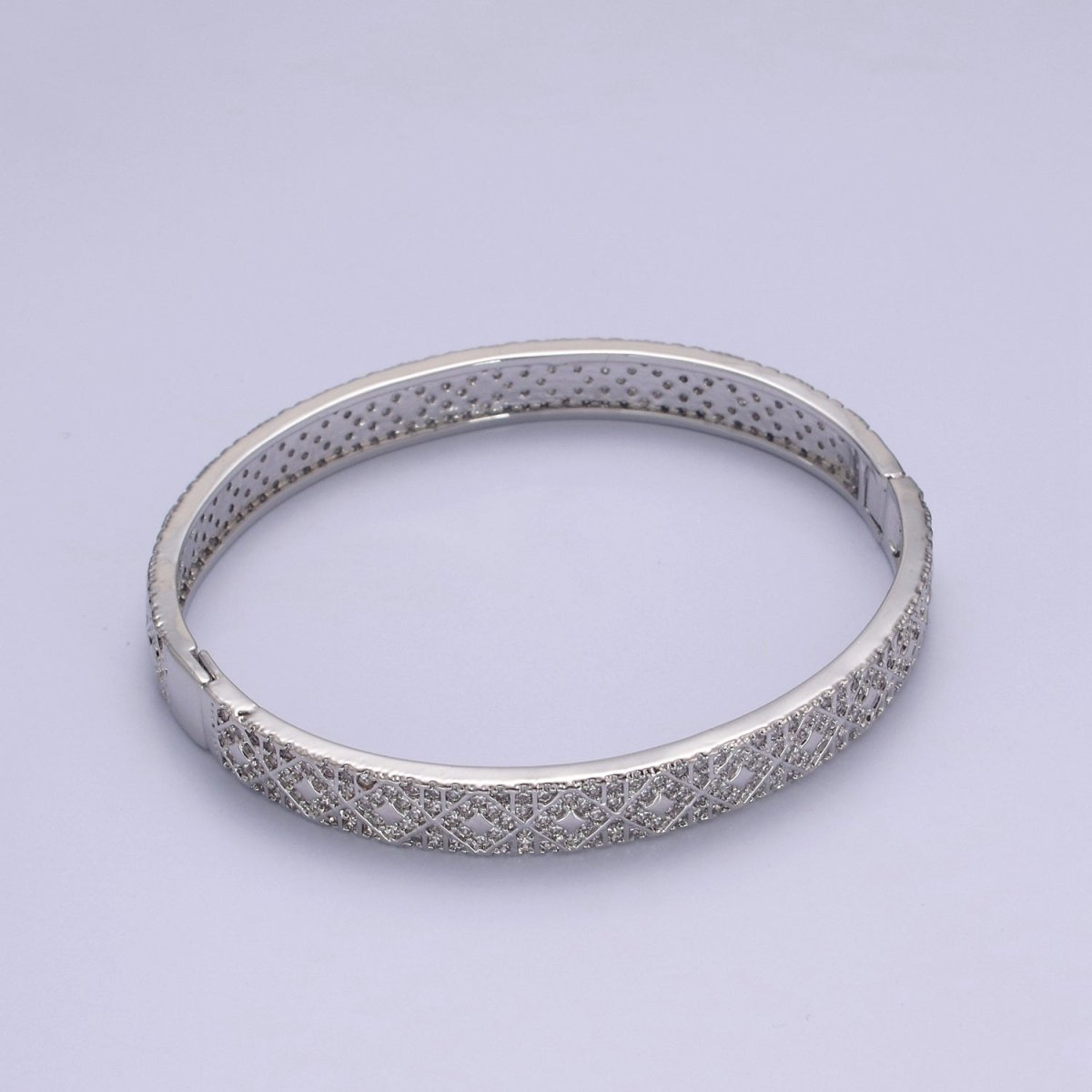 Gold Eternity Bangle-Pave CZ Eternity Stackable Bangle Bracelet Dainty Eternity CZ Bangle With Box Lock | WA-784 Clearance Pricing