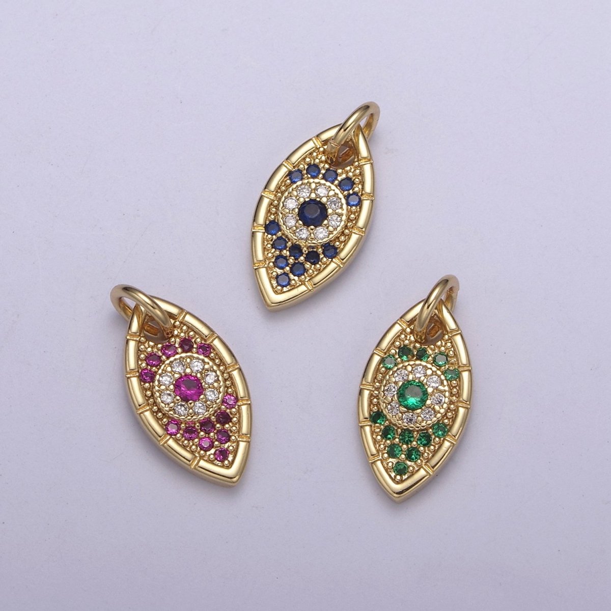 Gold Evil Eye Charm, Gold Eye Charm With Cubic Zirconia, Protecting Eye Charm, Dainty Eye Charm, Protecting Jewelry N-328 - N-330