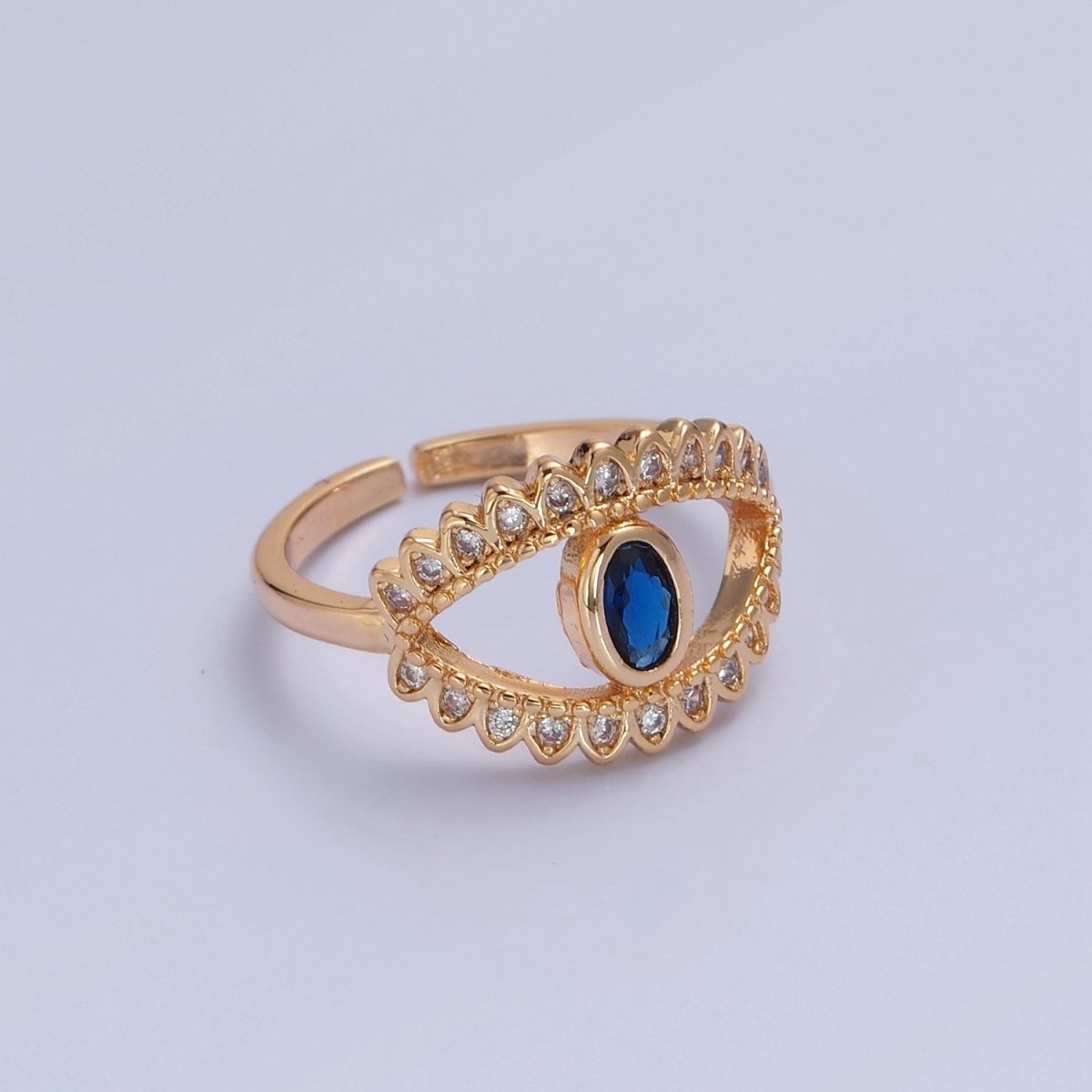 Gold Evil Eye Diamond Ring, Evil Eye Protection Ring, Greek Statement Rings, Trendy Ring O-2244 O-2245 O-2246