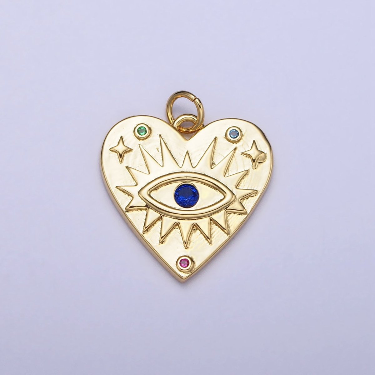 Gold Evil eye Heart Charm Silver Blue CZ Eye Pendant AC668 AC669