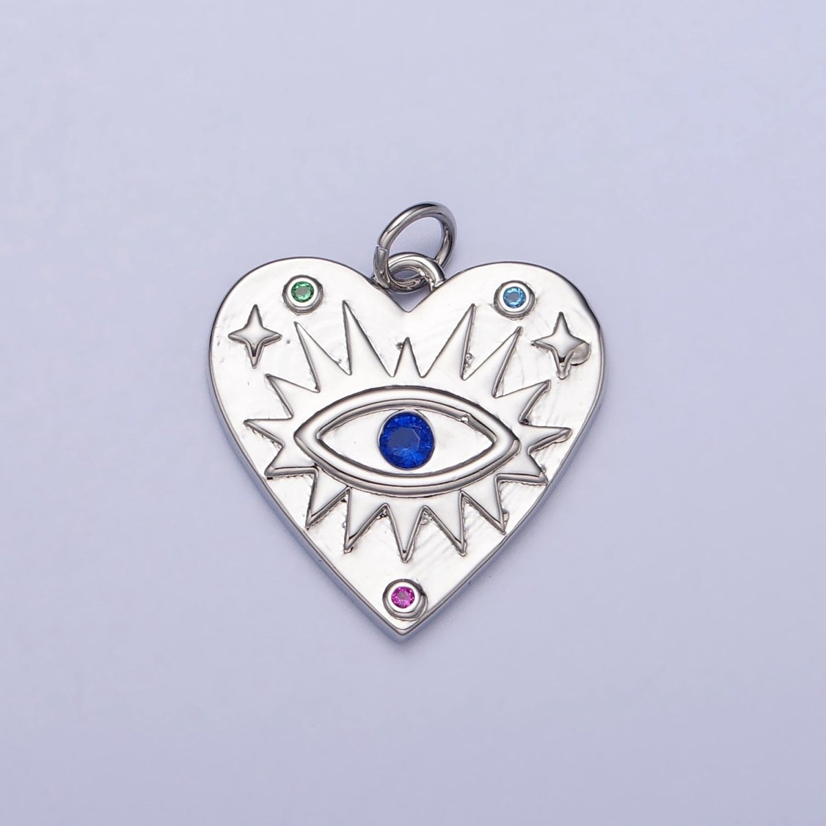 Gold Evil eye Heart Charm Silver Blue CZ Eye Pendant AC668 AC669