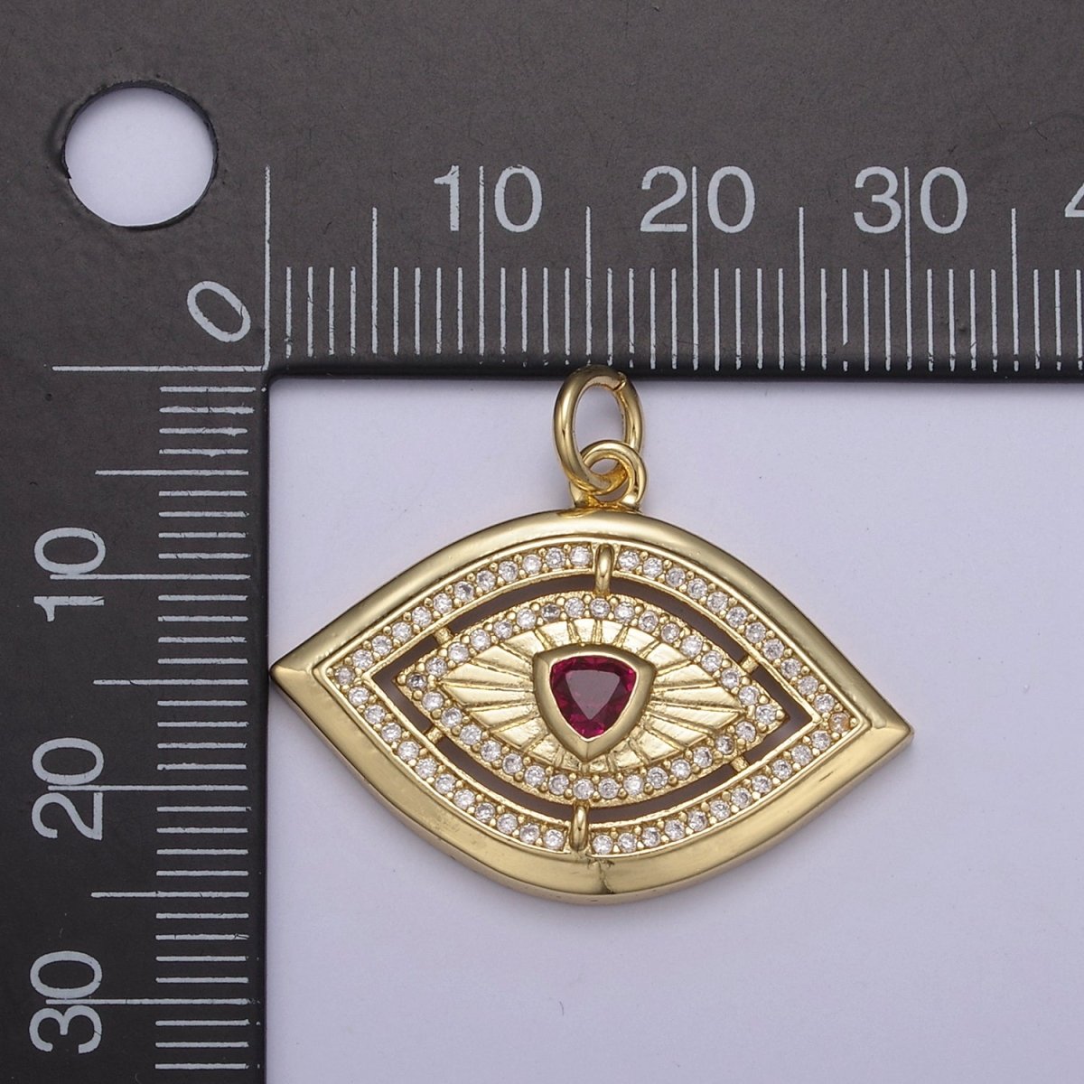 Gold Evil Eye Pendant 14K Gold Filled Eye Charm- Minimalist Jewelry Medallion Pendant  Clear Blue Green Red Cz  Layering Stacking N-653 - N-656