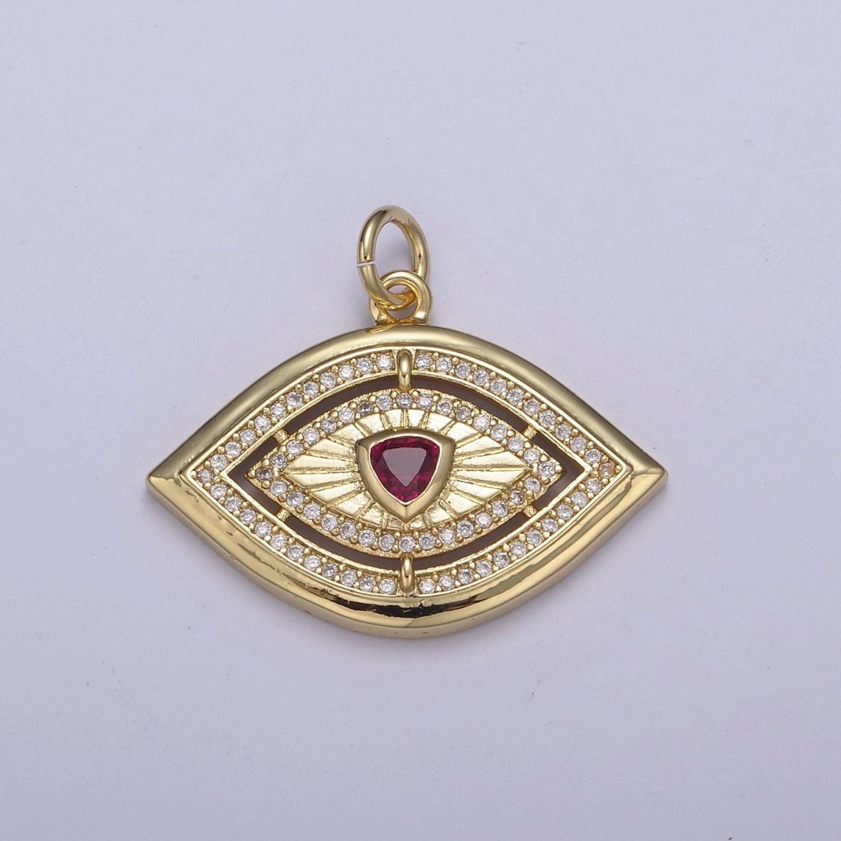Gold Evil Eye Pendant 14K Gold Filled Eye Charm- Minimalist Jewelry Medallion Pendant  Clear Blue Green Red Cz  Layering Stacking N-653 - N-656