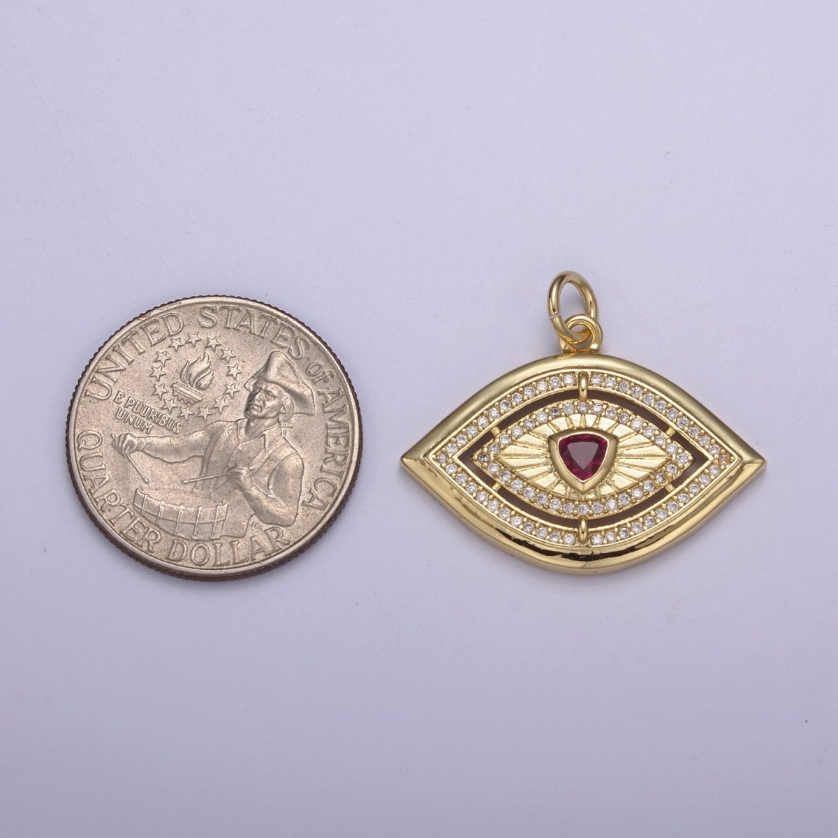 Gold Evil Eye Pendant 14K Gold Filled Eye Charm- Minimalist Jewelry Medallion Pendant  Clear Blue Green Red Cz  Layering Stacking N-653 - N-656