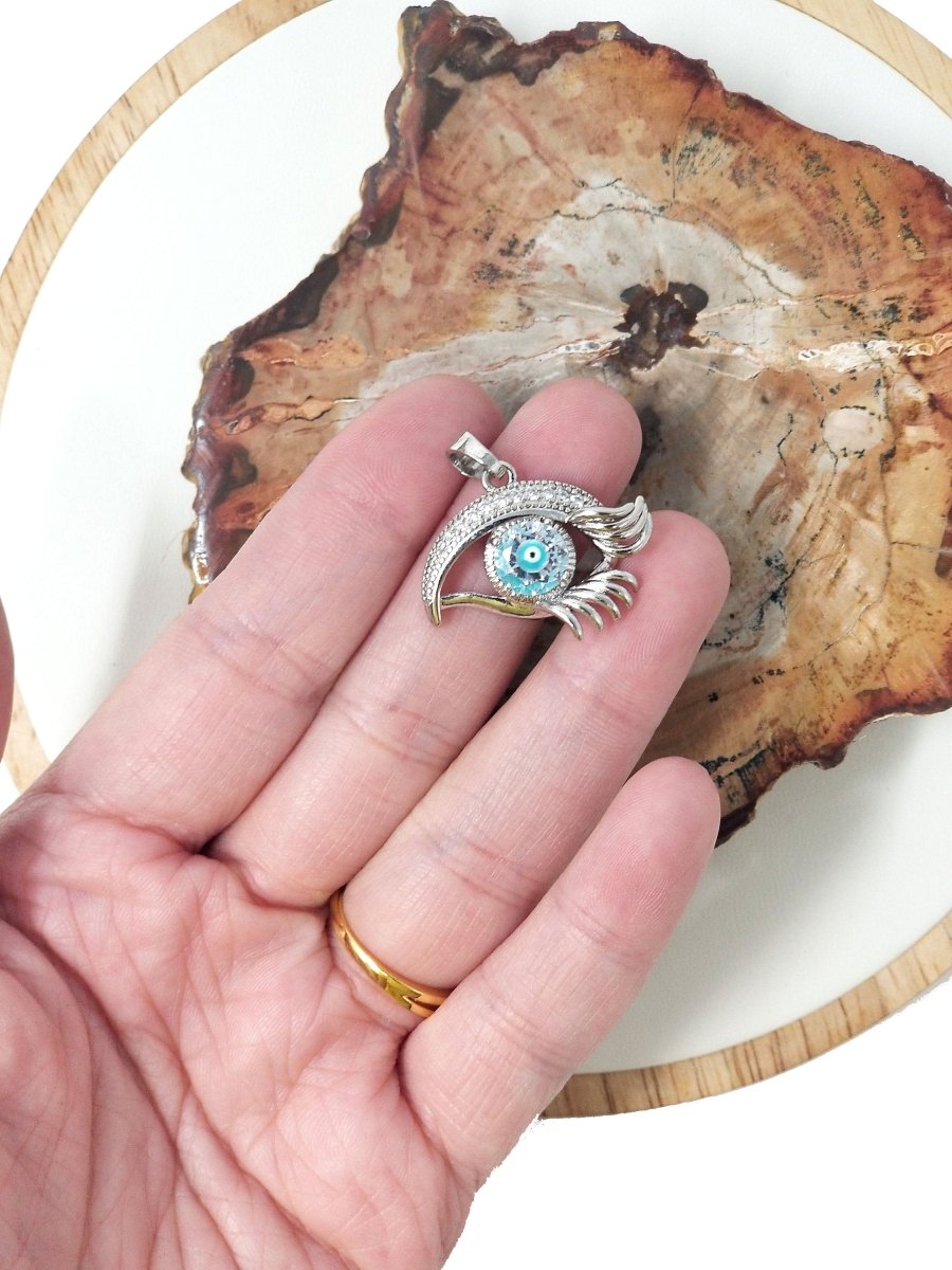 Gold Eyelash Charm | CZ Evil Eye with Lashes | Micro Pave Charm | 18k Gold Fill Evil Eye Eyelash Pendant | DIY Necklace Evil Eye Pendant I-032