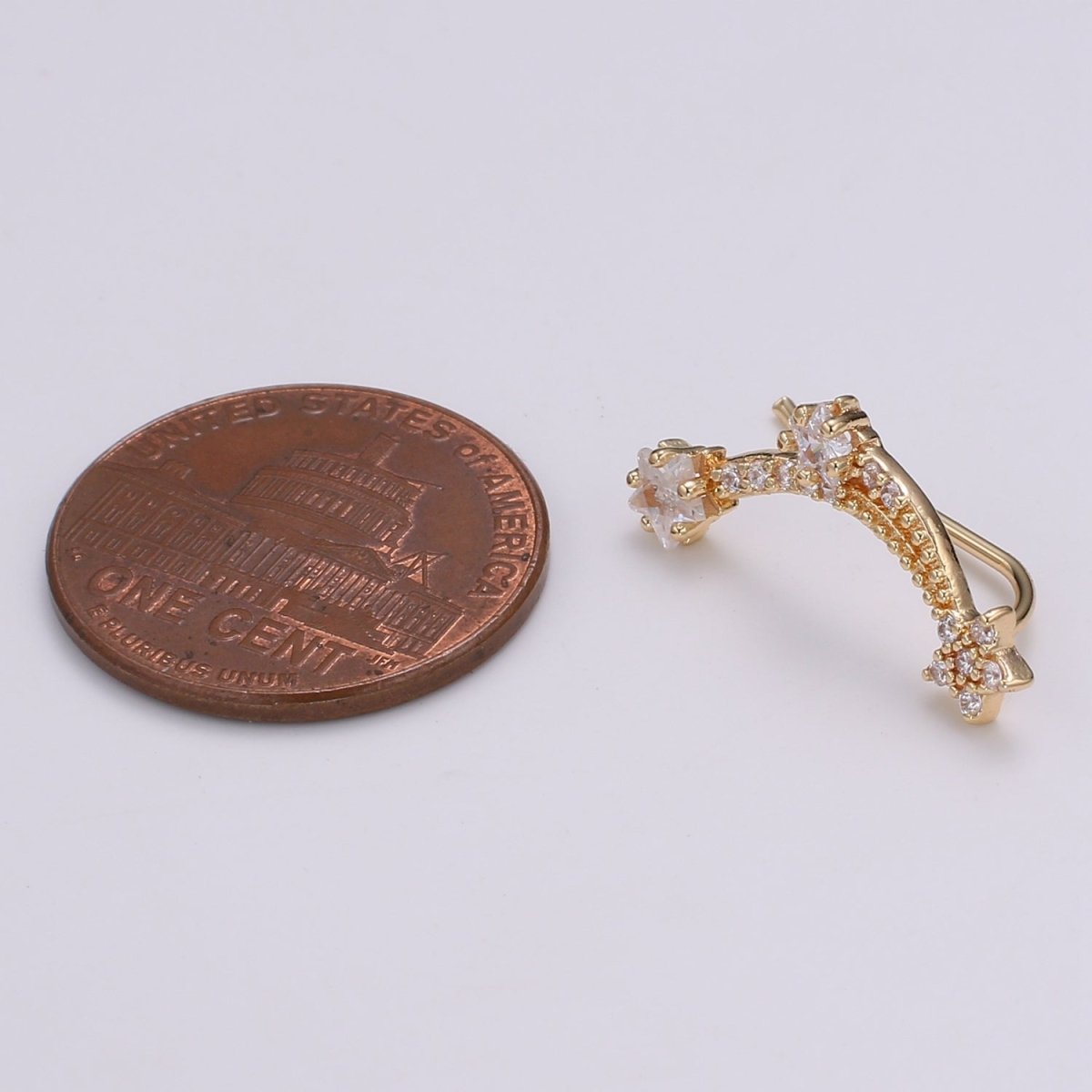 Gold Falling Stars French Hook Earrings CZ Ear Climber Daily Wear Micro Pave Earring Jewelry P-008 - DLUXCA
