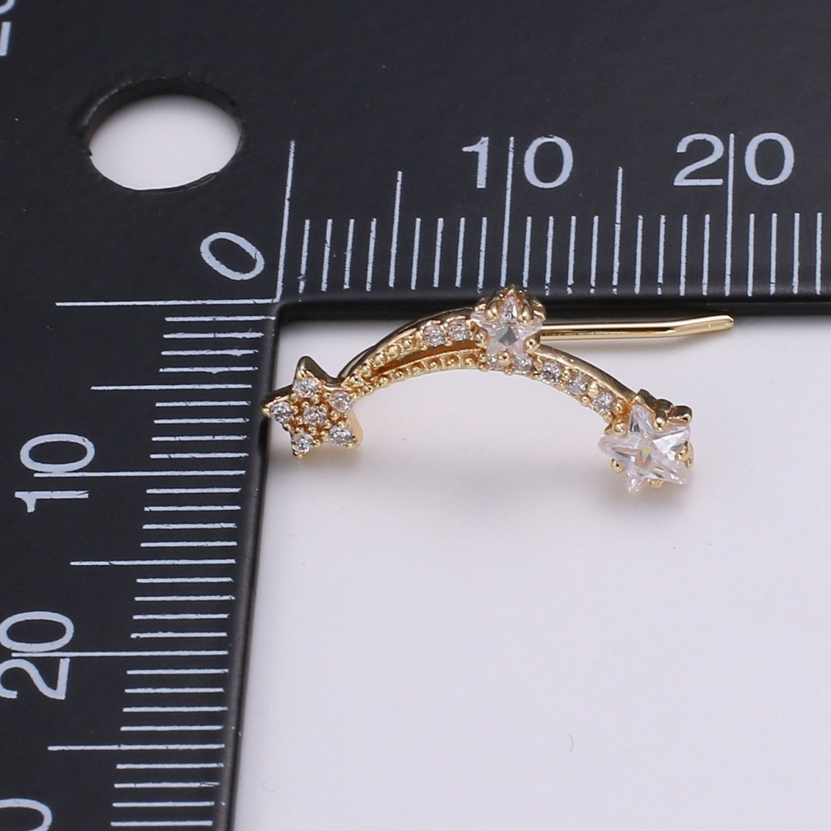 Gold Falling Stars French Hook Earrings CZ Ear Climber Daily Wear Micro Pave Earring Jewelry P-008 - DLUXCA