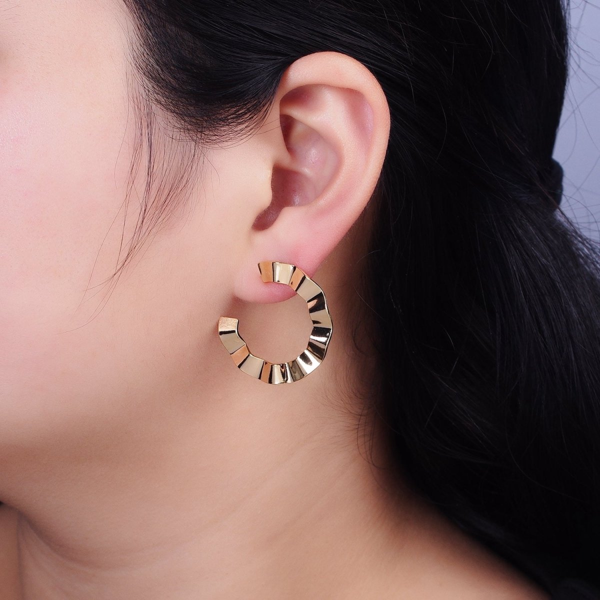 Gold Fan Earrings, Modern Hoops Fan Earrings, Art Deco Earrings Silver Earrings Design AB656 AB667