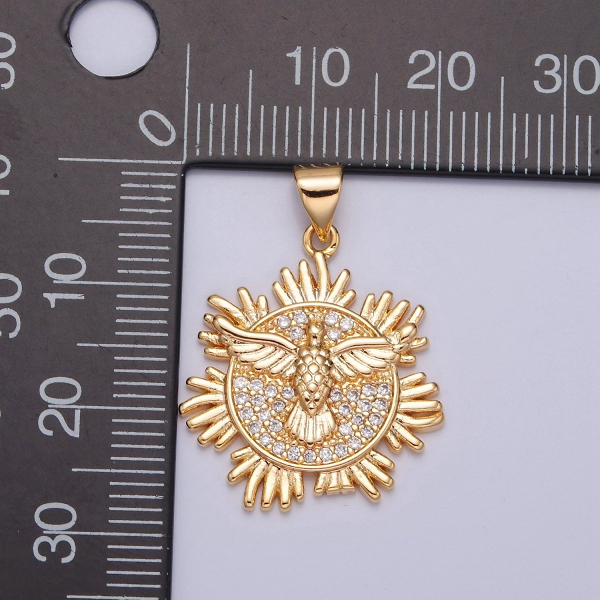 Gold Filed Holy Spirit Pendant, First Holy Communion Dove Gold Pendant, Christian Jewelry, Religious Medals J-597 - DLUXCA