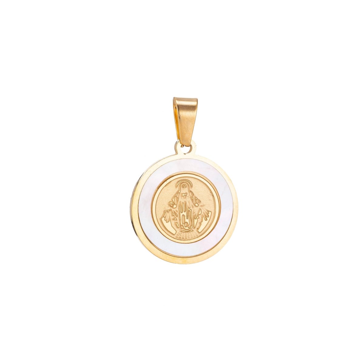 Gold fill Miraculous Lady Charm Pendant / Christian Gift / Religious Jewelry / Medallion Coin Necklace / Christening Gift/ Catholic gift J-394 - DLUXCA