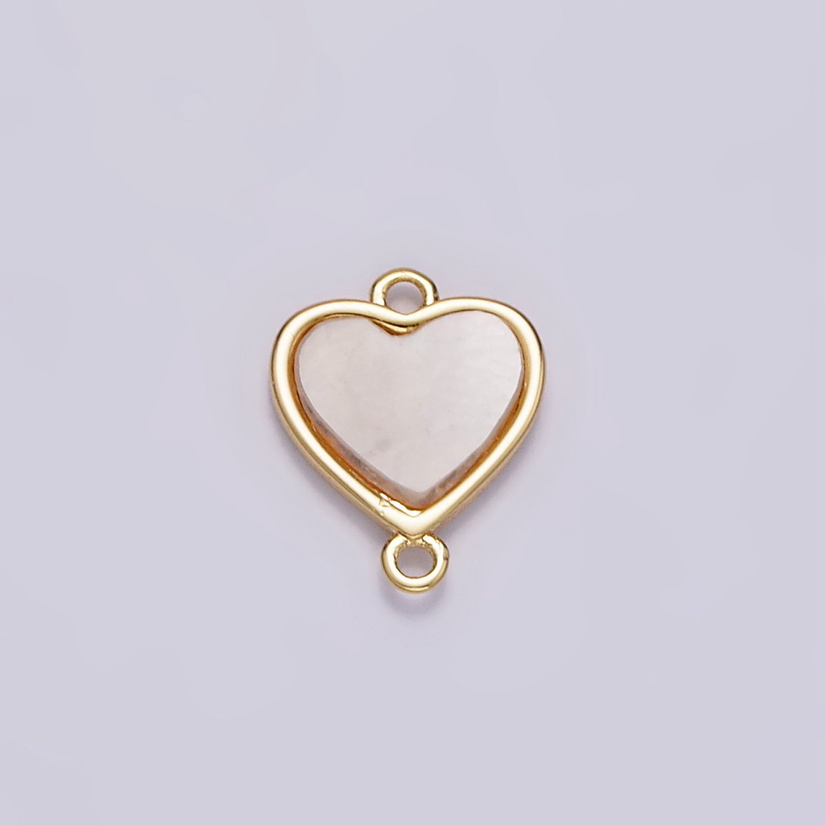 Gold Filled 10.5mm Sideway Heart Shell Pearl Minimalist Bezel Connector G-702 - DLUXCA
