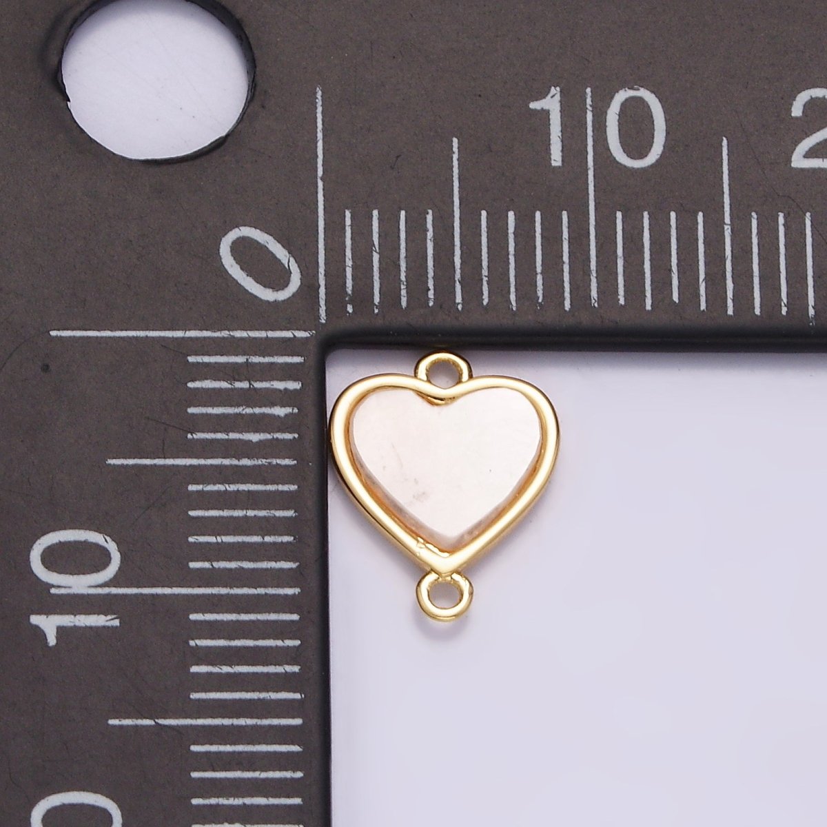 Gold Filled 10.5mm Sideway Heart Shell Pearl Minimalist Bezel Connector G-702 - DLUXCA
