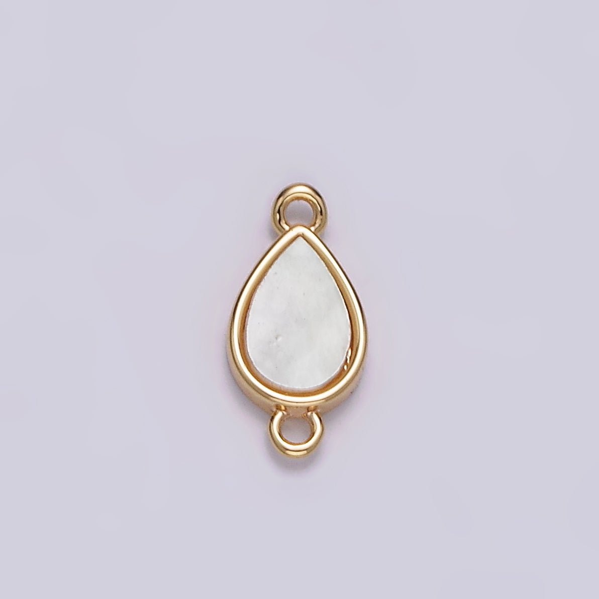 Gold Filled 10.5mm Sideway Teardrop Shell Pearl Minimalist Bezel Connector G-695 - DLUXCA