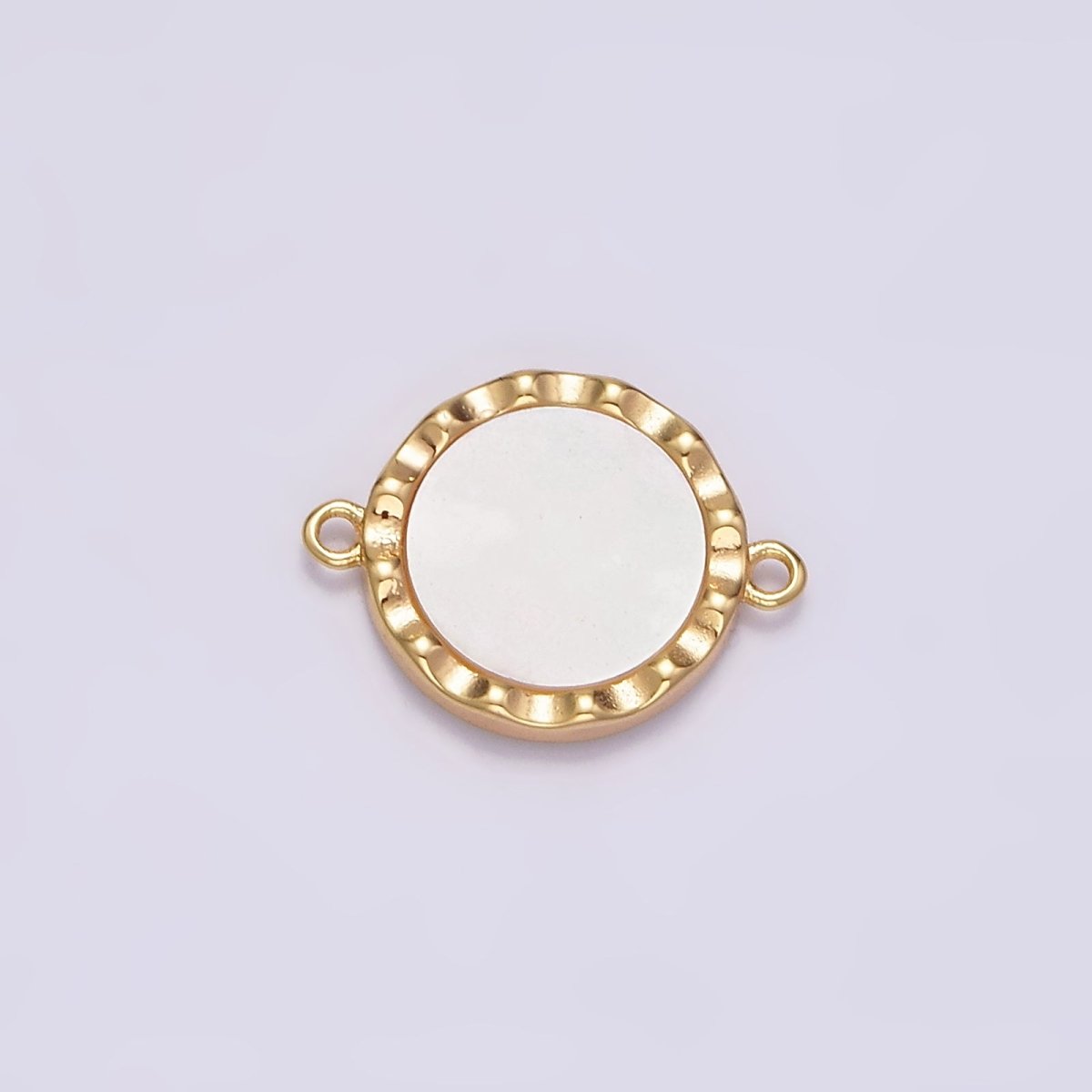Gold Filled 10mm Shell Pearl Hammered Round Connector G-705 - DLUXCA