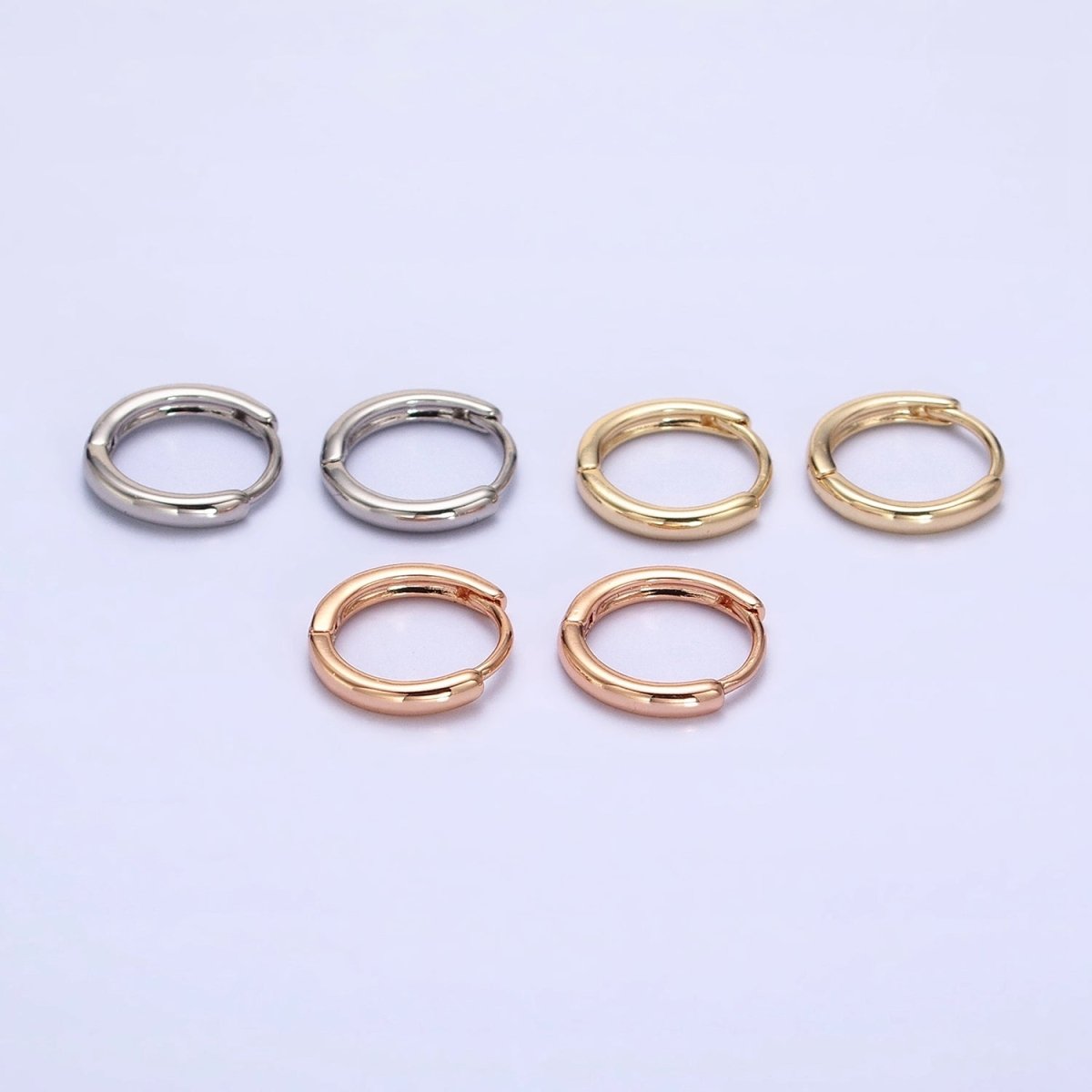 Gold Filled 13mm Minimalist Thin Huggie Earrings in Silver & Rose Gold | AD1347 AD1348 AD1056