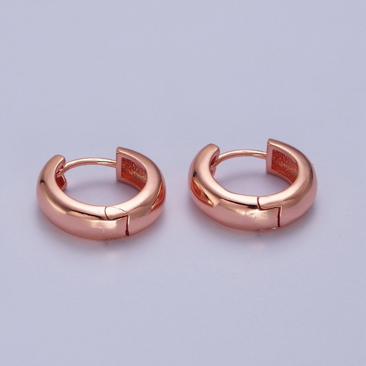Gold Filled 15mm, 17mm Lever Back Huggie Earrings in Silver & Rose Gold Minimalist Jewelry | AD-264~AD-267