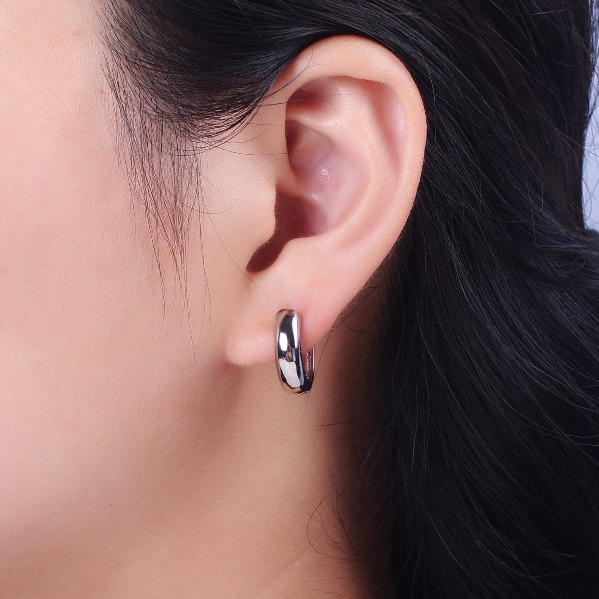 Gold Filled 15mm, 17mm Lever Back Huggie Earrings in Silver & Rose Gold Minimalist Jewelry | AD-264~AD-267