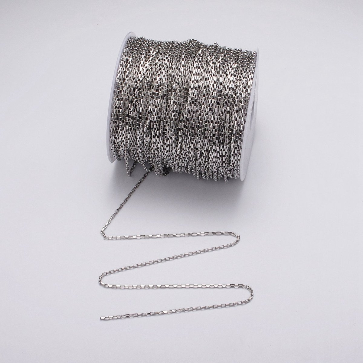 Gold Filled 1.5mm Rectangular Long Box Paperclip Chain By Yard in Gold & Silver | ROLL-1029, ROLL-1110