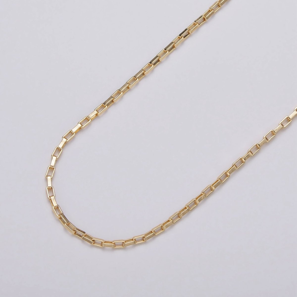 Gold Filled 1.5mm Rectangular Long Box Paperclip Chain By Yard in Gold & Silver | ROLL-1029, ROLL-1110