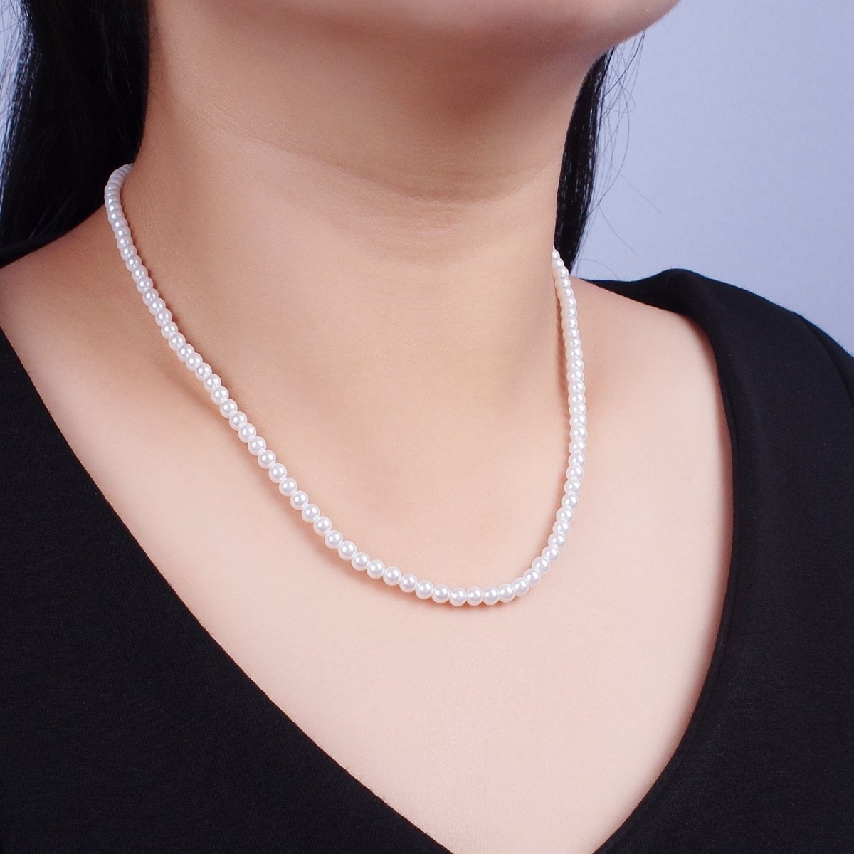 Gold Filled 17 Inch Round White/Pink Shell Pearl Layering Choker Necklace in Silver & Gold | WA-1176 WA-1177 WA-1178 WA-1179 WA-1180 Clearance Pricing