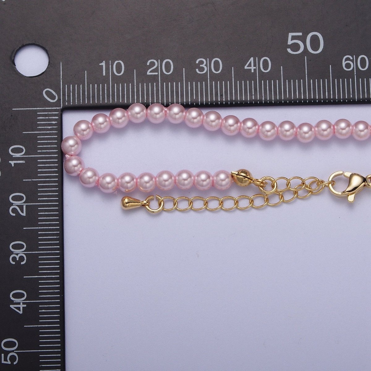 Gold Filled 17 Inch Round White/Pink Shell Pearl Layering Choker Necklace in Silver & Gold | WA-1176 WA-1177 WA-1178 WA-1179 WA-1180 Clearance Pricing