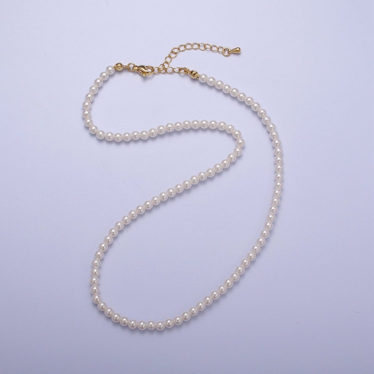 Gold Filled 17 Inch Round White/Pink Shell Pearl Layering Choker Necklace in Silver & Gold | WA-1176 WA-1177 WA-1178 WA-1179 WA-1180 Clearance Pricing