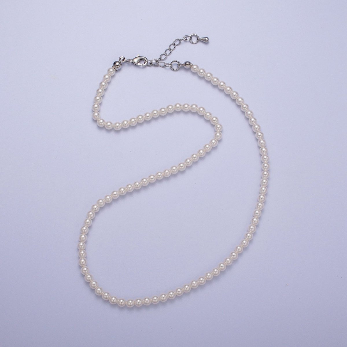 Gold Filled 17 Inch Round White/Pink Shell Pearl Layering Choker Necklace in Silver & Gold | WA-1176 WA-1177 WA-1178 WA-1179 WA-1180 Clearance Pricing